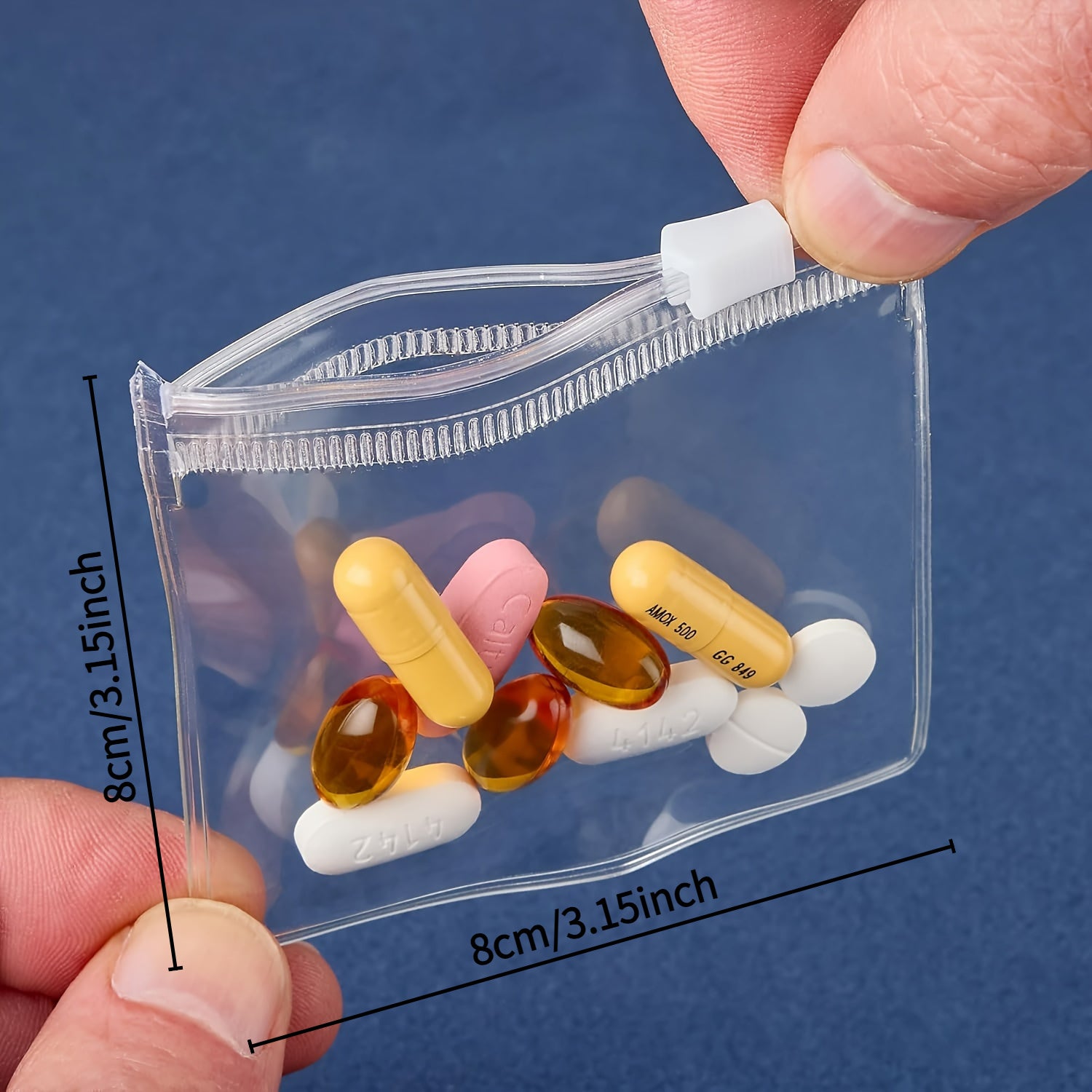 Reusable Medicine Bag Set with Zipper and Self-Sealing Closure