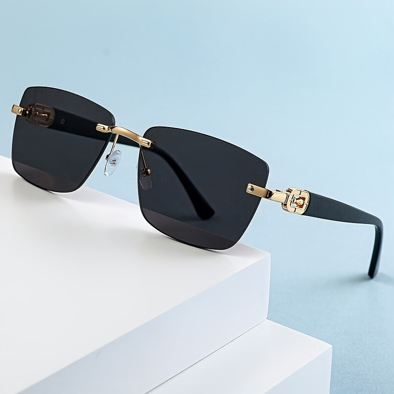 Unisex Rimless Square Frame Glasses for Men and Women