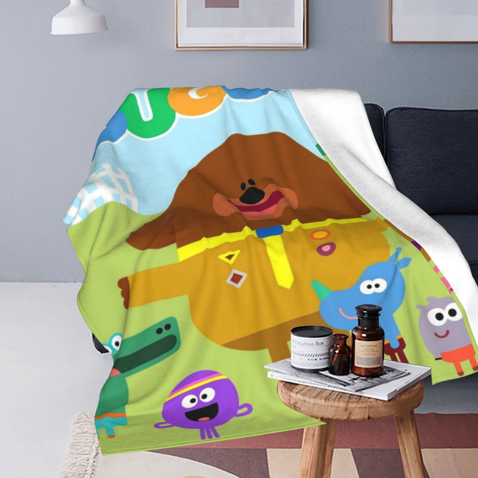 Kids Hey Duggee Flannel Fleece Blanket Digital Print Allergy-Free Skin-Friendly Lightweight Versatile for All Seasons