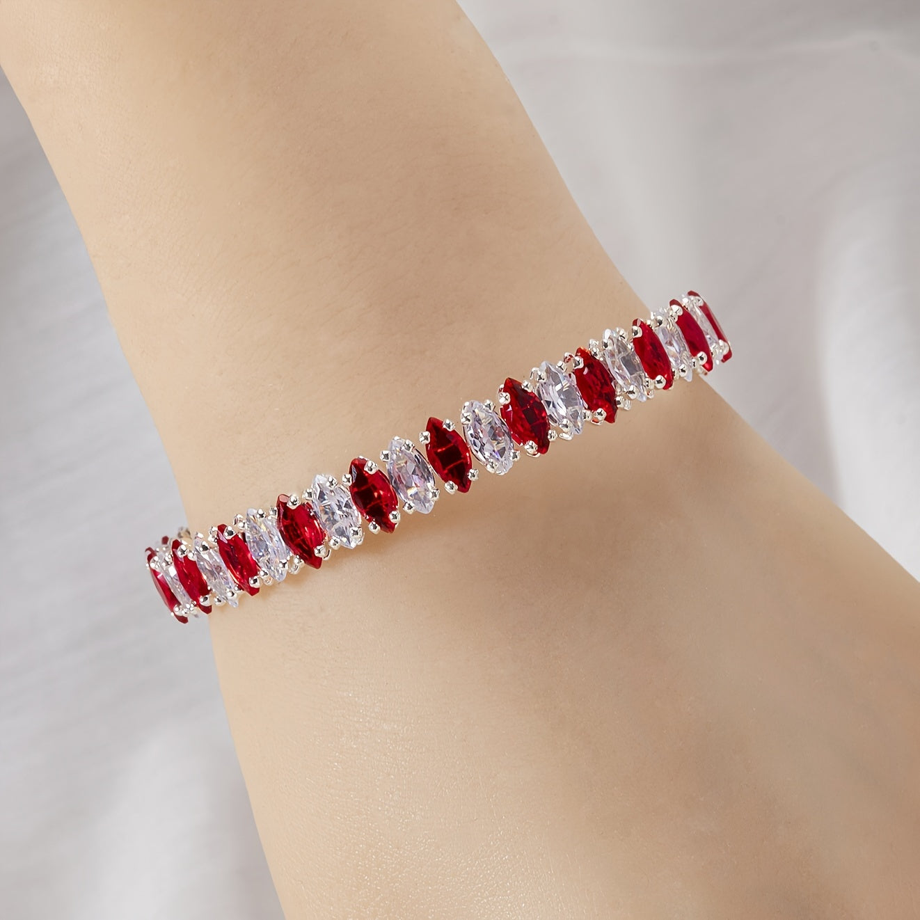 Copper Spring Bracelet for Women Stretchable Bangle Faux Zirconia Jewelry