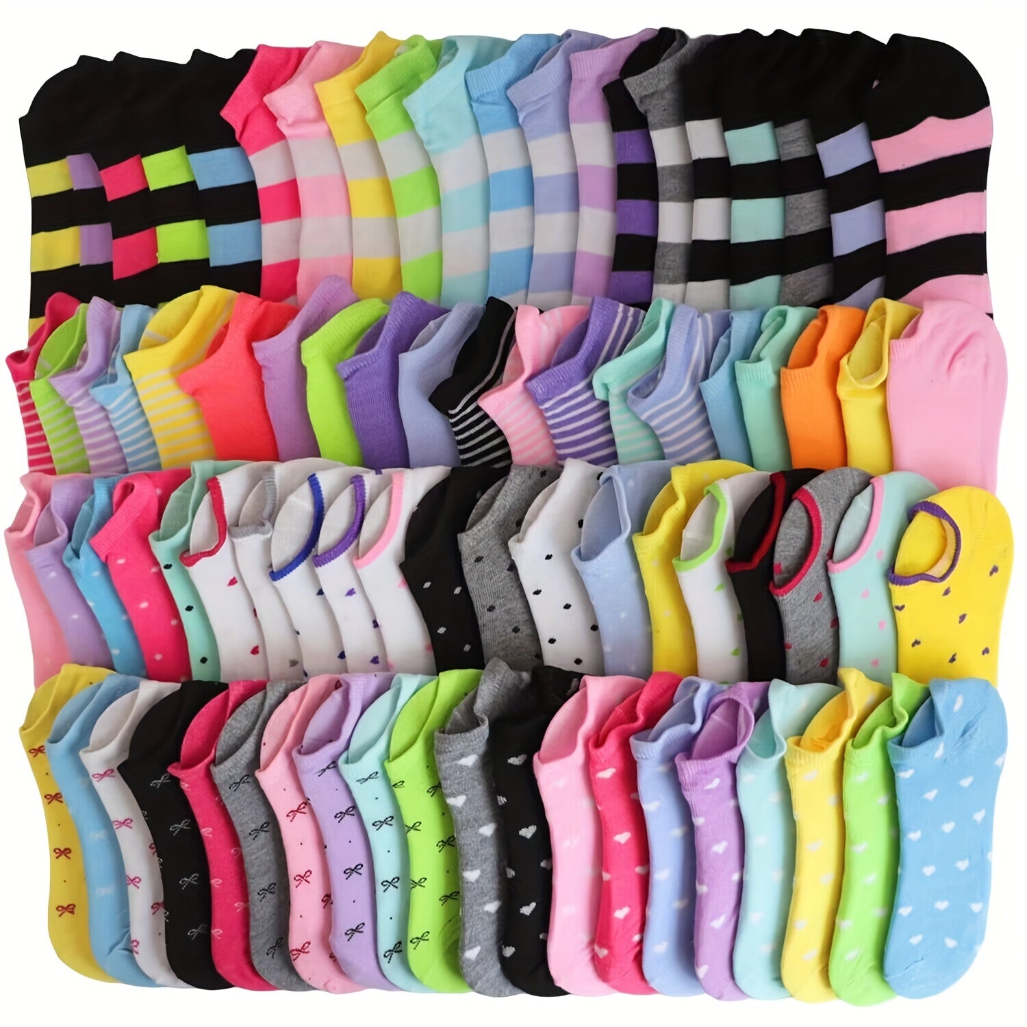 Women’s Ankle Socks 20 Pairs Lightweight Breathable Cotton-Polyester Geometric