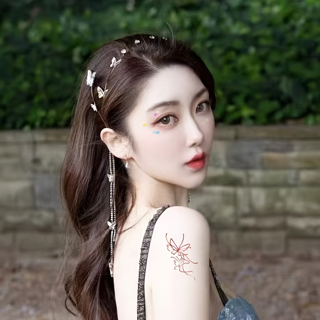 Women Tassel Butterfly Hairband with Rhinestone Bow and Faux Earrings