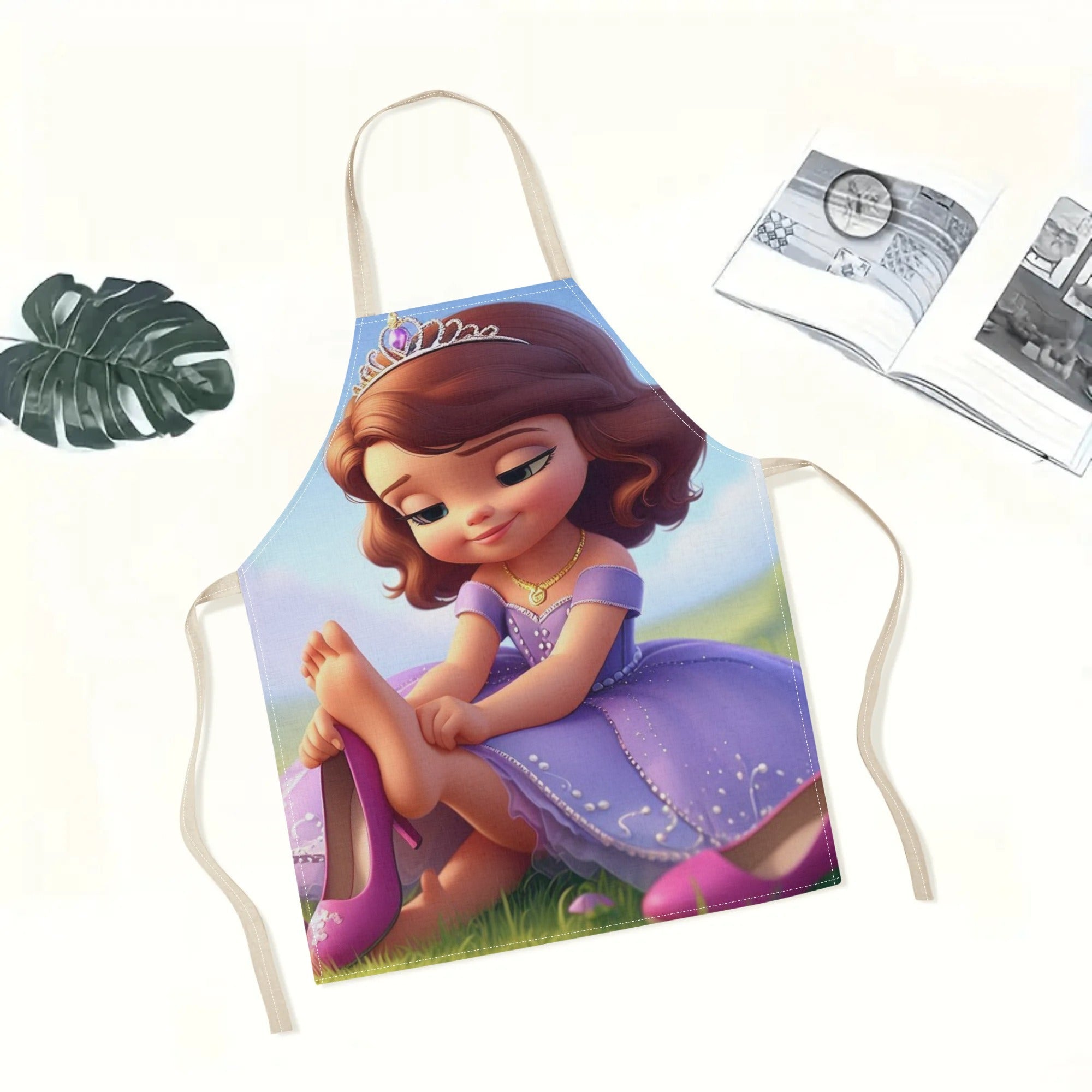 Mustahkam Polyester Disney Elsa Suvga chidamli Apron - Yorqin Multfilm Malika Dizayni bilan - Uy, Restoranlar, Kafelar va Boshqalar uchun mukammal - Zamonaviy va Oddiy Gul Nizomi kiritilgan