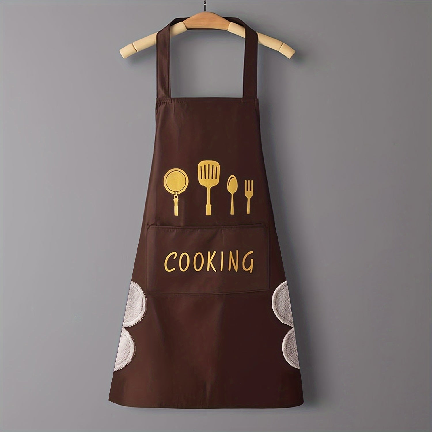 Large Waterproof PVC Cooking and Baking Apron for Women with Wipe Pockets