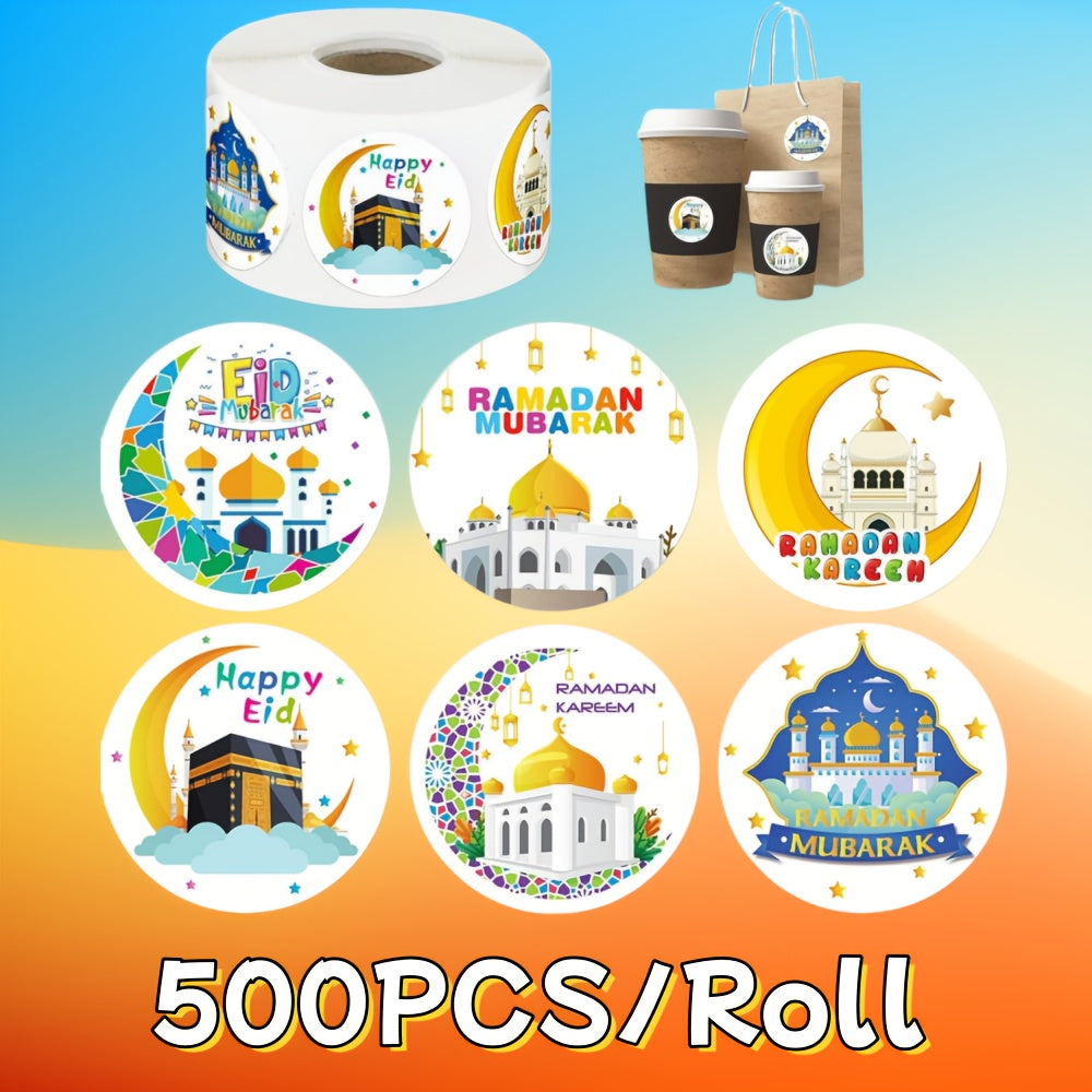 Ramadan Kareem Stickers Set 500 Pieces Mosque Lantern Star Gift Wrapping Decoration
