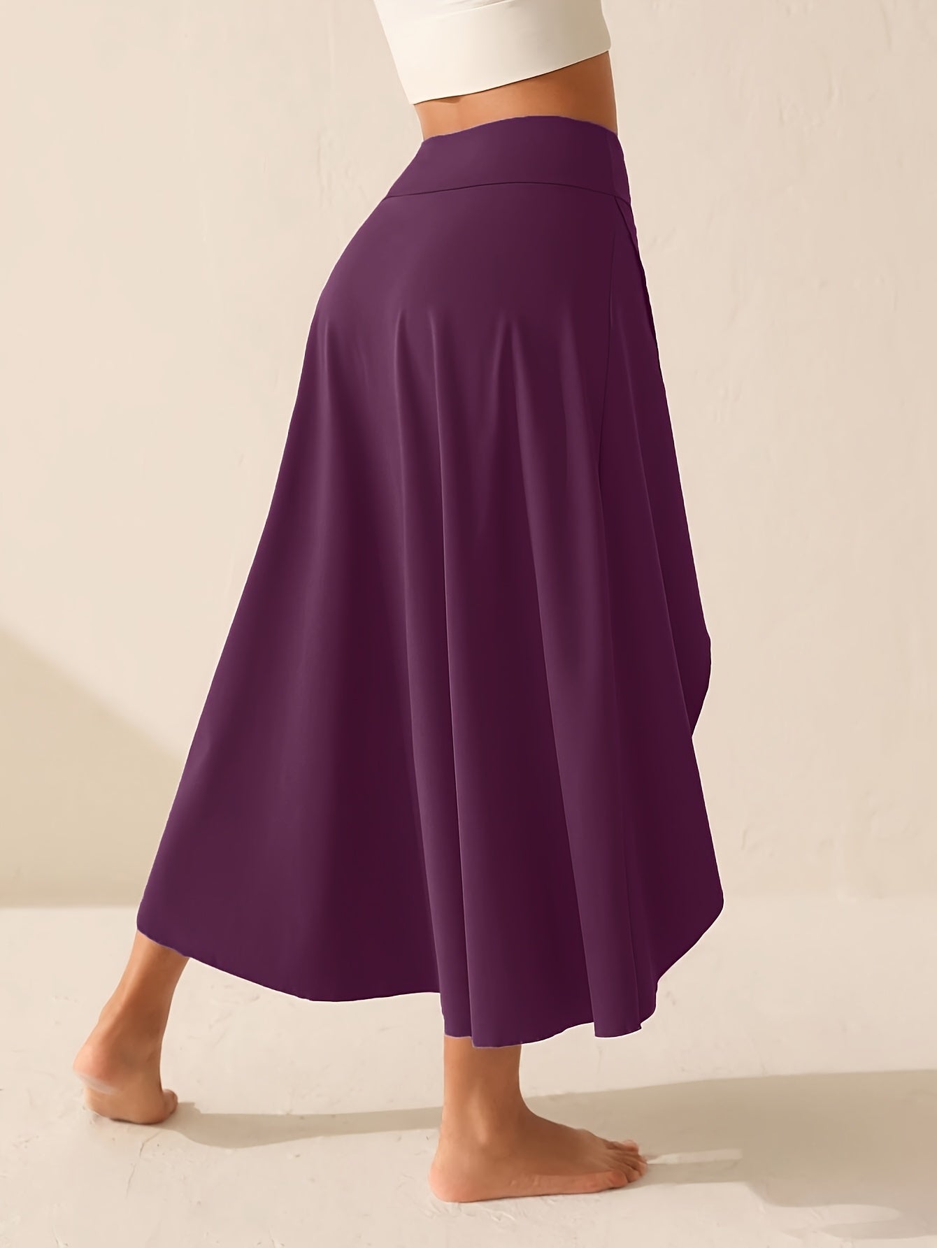 Women's Flared Skort with Pockets Stretchy Casual Solid Color All-Season