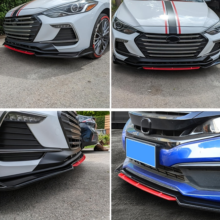 4шт. комплект переднего бампера автомобиля спойлер-сплиттер красный черный PP прочный аэродинамический