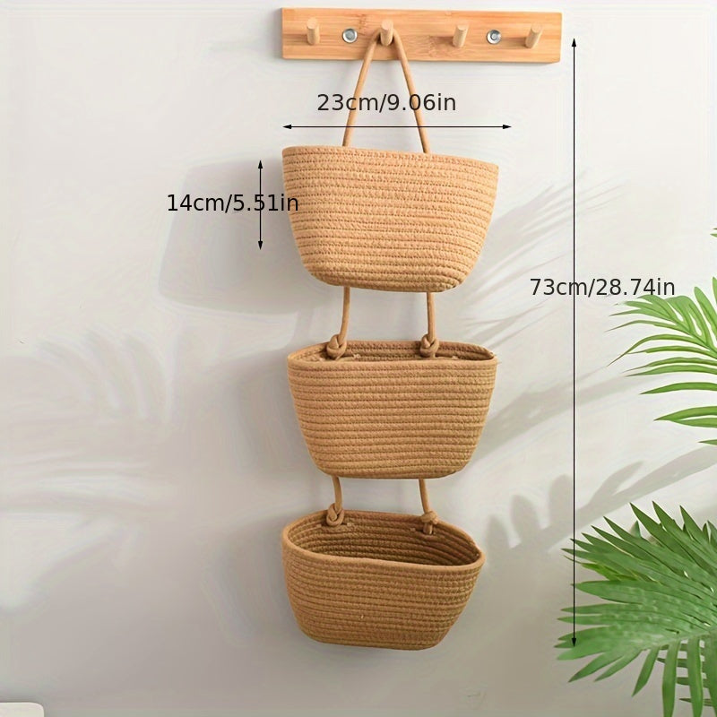Foldable 3-Layer Wall Hanging Storage Basket for Cosmetics Toiletries Socks