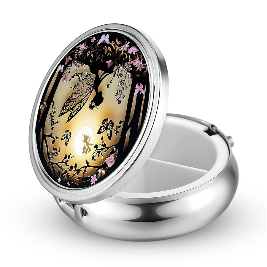 Women Butterfly Fairy Pill Box 3 Compartment Portable Travel Medicine Organizer