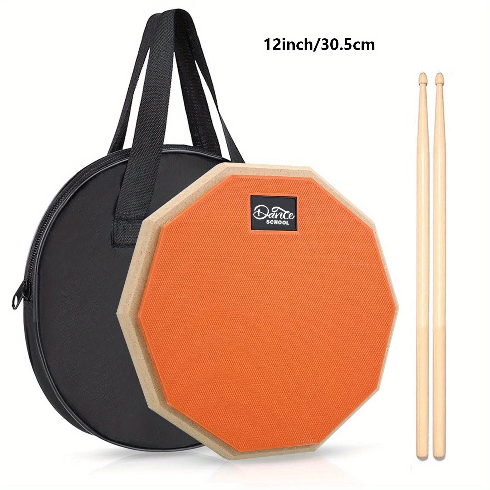 Silicone Practice Drum Pad Set 30.48 cm with Sticks in Gray Blue Orange