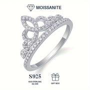 Sterling Silver Moissanite Crown Ring for Engagement Wedding Anniversary