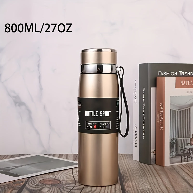 Stainless Steel 1000ml Vacuum Insulated Water Bottle with Strap BPA-Free Keeps Hot Cold Sports Outdoor