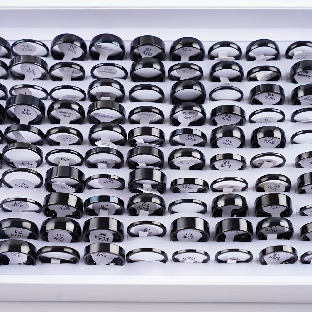 Minimalist zanglamaydigan po'latdan yasalgan uzuklar to'plami erkaklar va ayollar uchun, 10 ta uzuk, 2-8MM