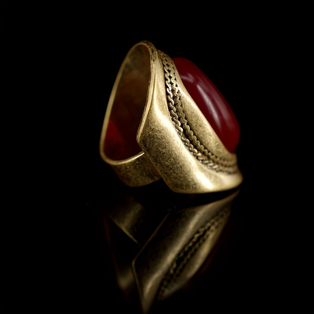 Adjustable Open Ring with Agate Face Copper Alloy Wedding Party Gift