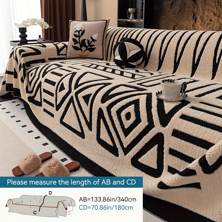 Чехол на диван Glam Style Sherpa, толстый плюш, защитник мебели, моющийся в машине, устойчивый к выцветанию, дружелюбный к питомцам, подходит для кресла, дивана-кровати, 3-4 местного секционного.