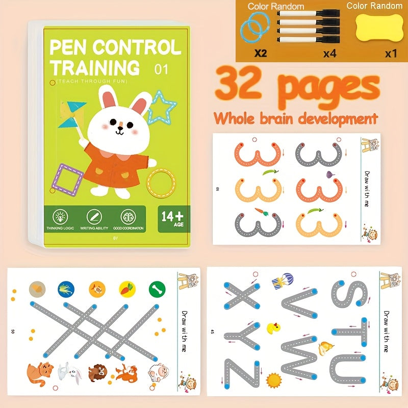 Educational Pen Control Workbook for Brain Development and Writing Skills