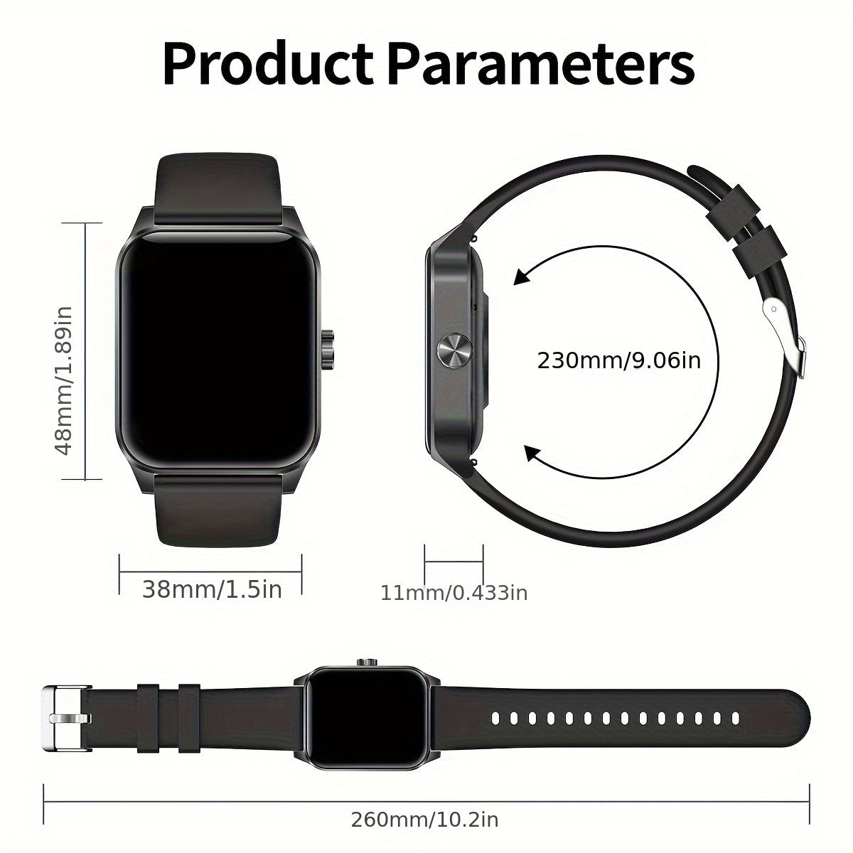 Men's Smartwatch 4.7cm HD Touch Screen Waterproof Pedometer Message Call Compatibility