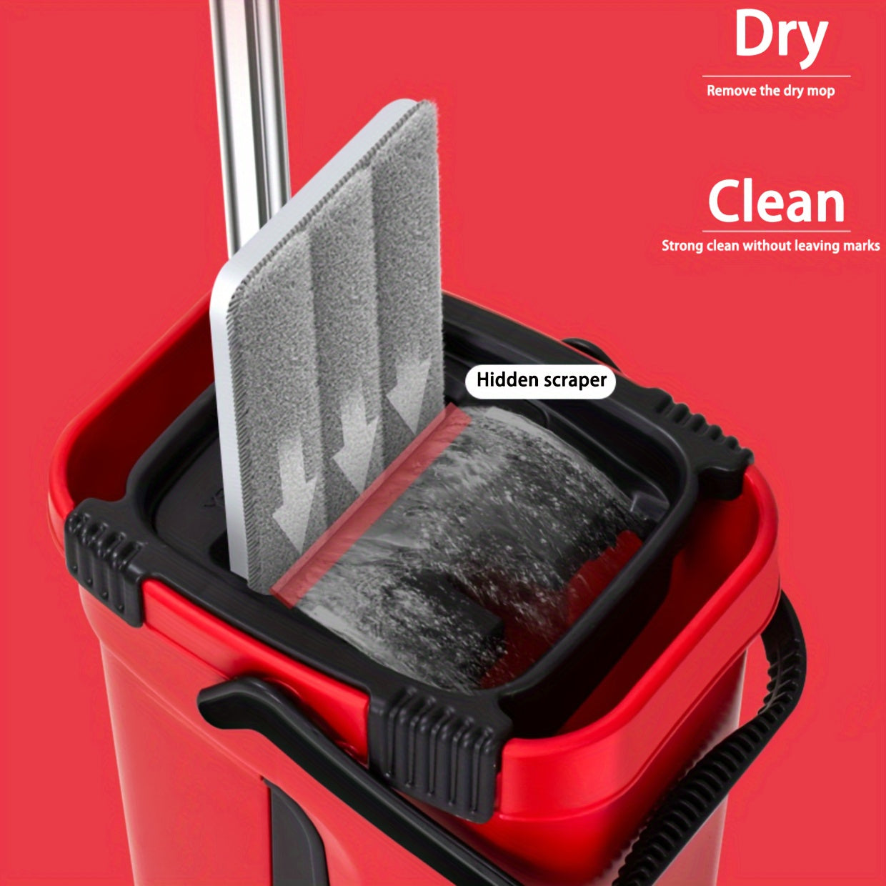 Microfiber Mop Set with 2 Reusable Pads, Stainless Steel Handle, Wet and Dry Cleaning