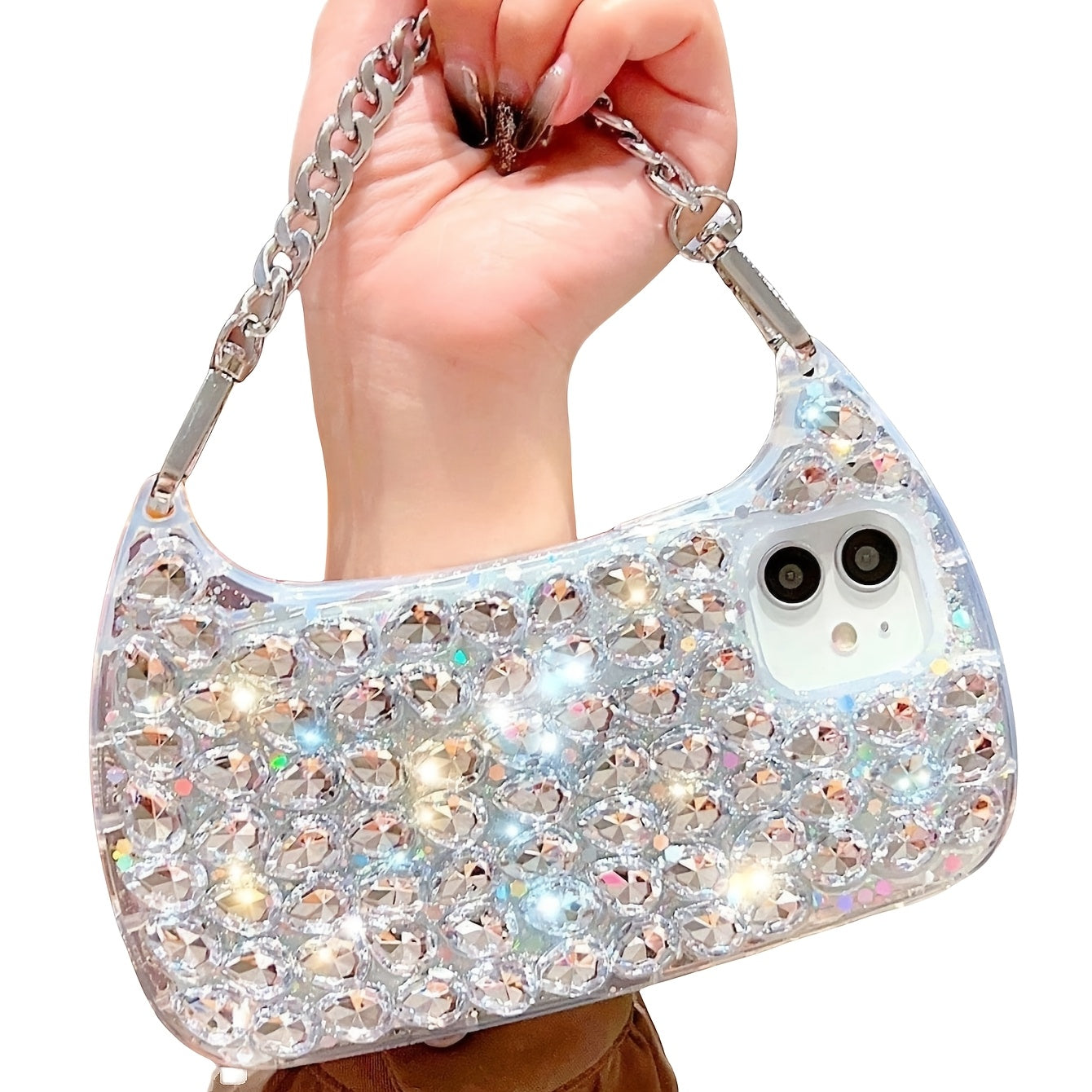 Luxury Transparent TPU Phone Case with Wrist Chain for iPhone Models