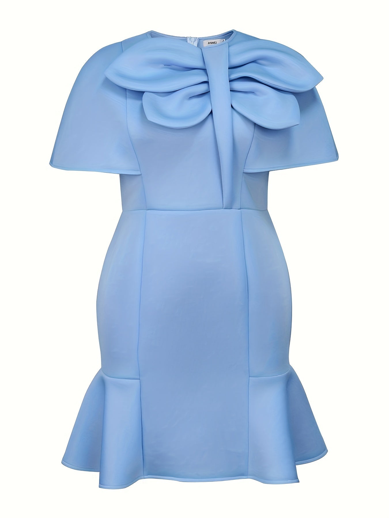 Plus Size Women's Midi Party Dress Polyester Knit Bodycon Short Sleeve