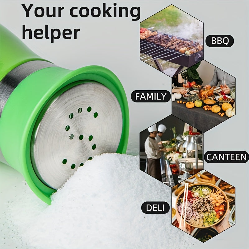 Glass Bottom Salt and Pepper Shaker Set with Stainless Steel Lids for Kitchen Dining Camping