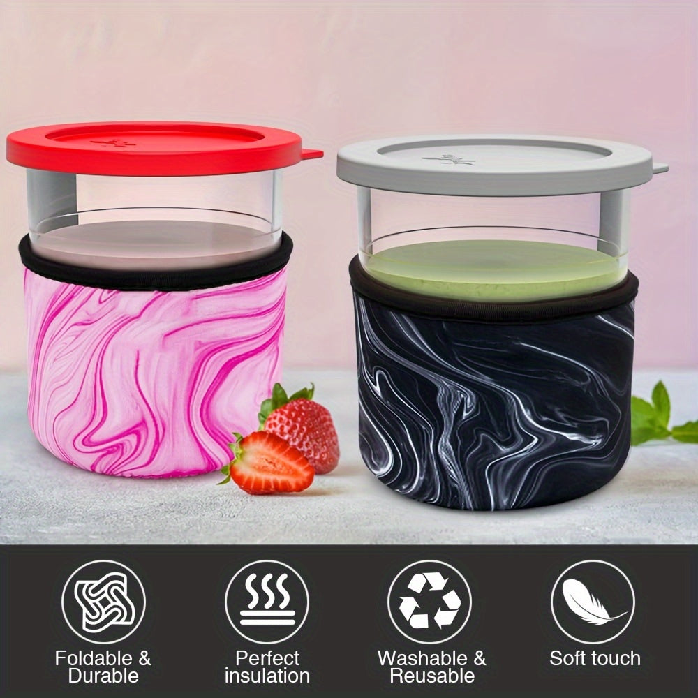 Ninja Creami uchun mo'ljallangan 4 ta Neoprene Muzqaymoq Qopqog'i to'plami - Izolyatsiyalangan va qayta ishlatiladigan qoplamalar, NC501 va NC500 seriyali Deluxe tayyorlovchilar bilan mos keladi, 24oz o'lcham - Idishlar kiritilmagan.