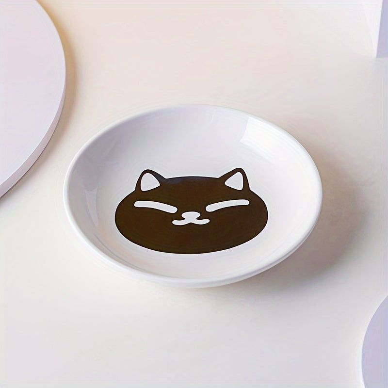 Juego de 2 cuencos de cerámica para alimentar gatos, con patrón de dibujos animados, para uso en el hogar