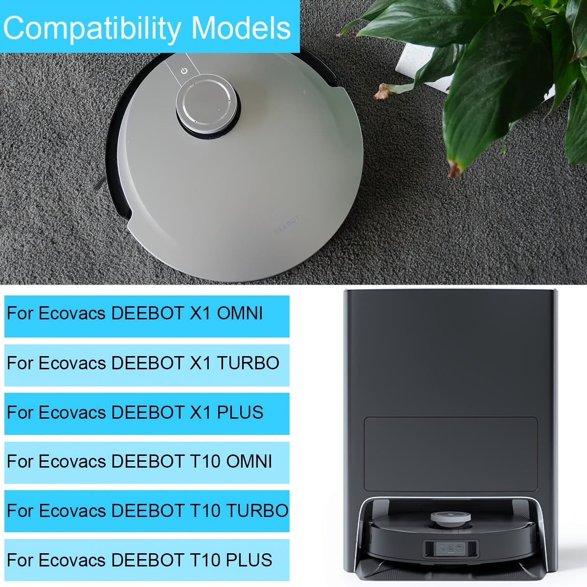 Ecovacs Deebot X1 Omni, X1 Plus, T10 Omni, T10 Plus va T20 Omni X&T seriyali robot tozalagich uchun mos keladigan 3L katta sig'imli almashtirish sumkalari.