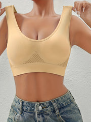 Plus Size Sports Bras Set Breathable Mesh No Underwire with Pads
