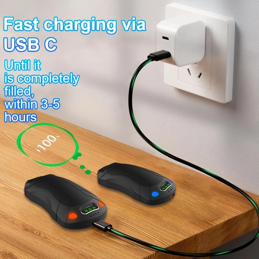 Portable Electric Heater with 3 Heat Levels and Rechargeable Magnetic Hand Warmer for Camping and Skiing