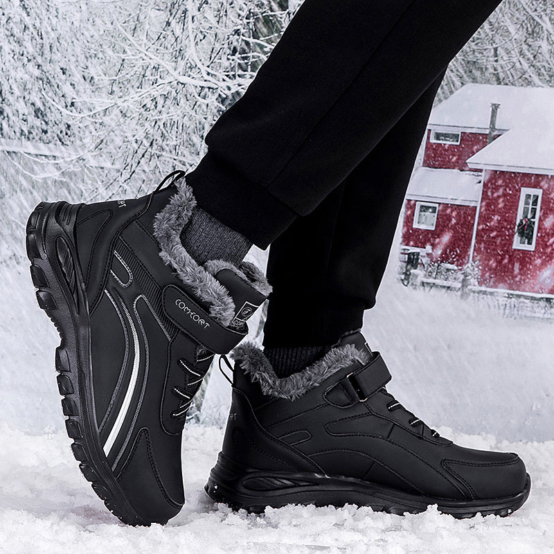 Women's Winter Mid-Calf Fleece Lined Slip-On Boots with Low Block Heel