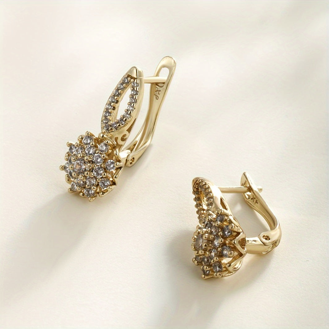 Ayollar uchun Zirkoniyali Qor Yulduzi Dizayni bilan qimmatbaho oltin bilan qoplangan halqa taqinchoqlari