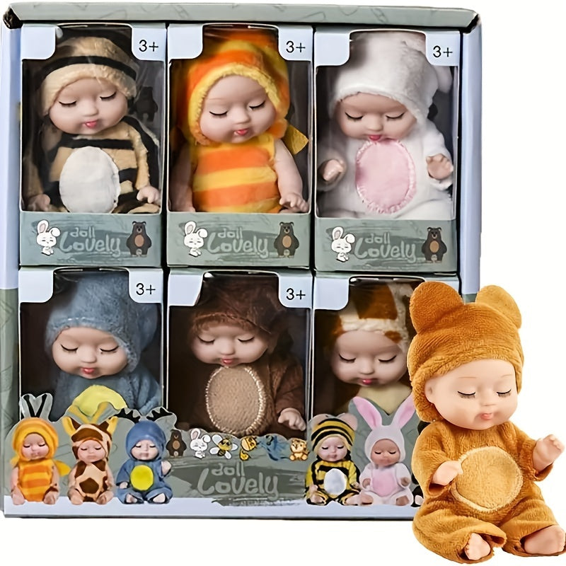 6-Piece Fairy Princess Doll Set with 10.92cm Animal Dolls in Gift Box for Kids 3+