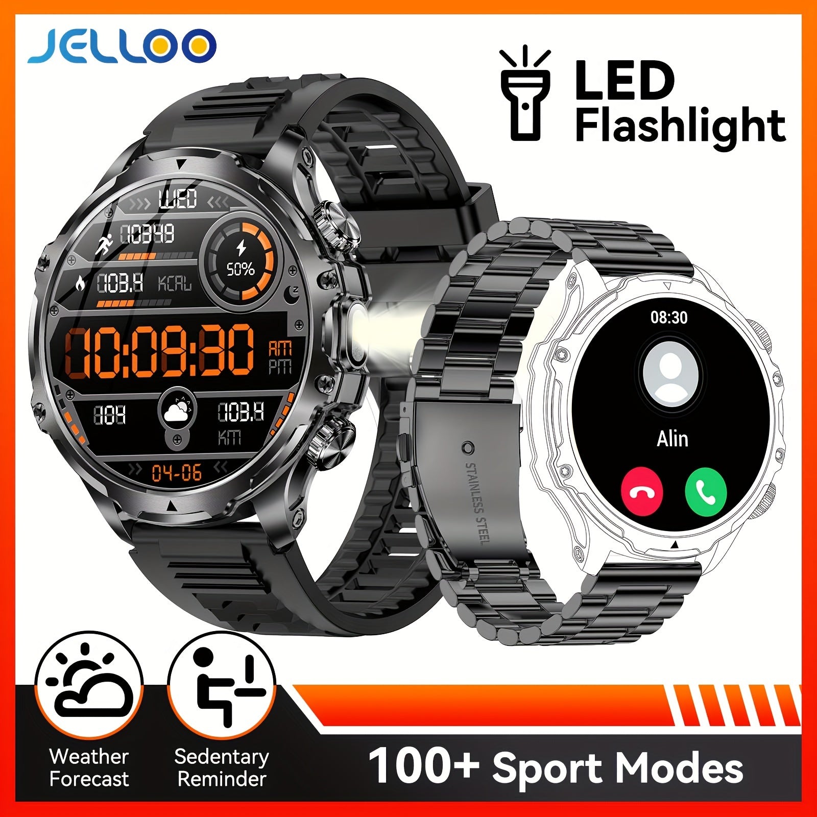 Мужские умные часы с сенсорным экраном HD 1,85 дюйма, водонепроницаемый фитнес-трекер с аккумулятором 800 мАч