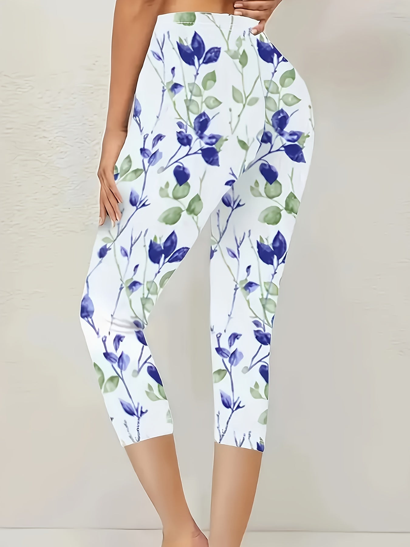 Women's Stretchy Floral Print High-Waisted Leggings for Yoga and Travel