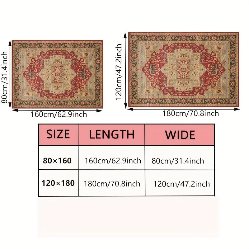 Retro Persian Carpet Bohemian Area Rug Ethnic Style Water Absorbent Non-Shedding Living Room Decor