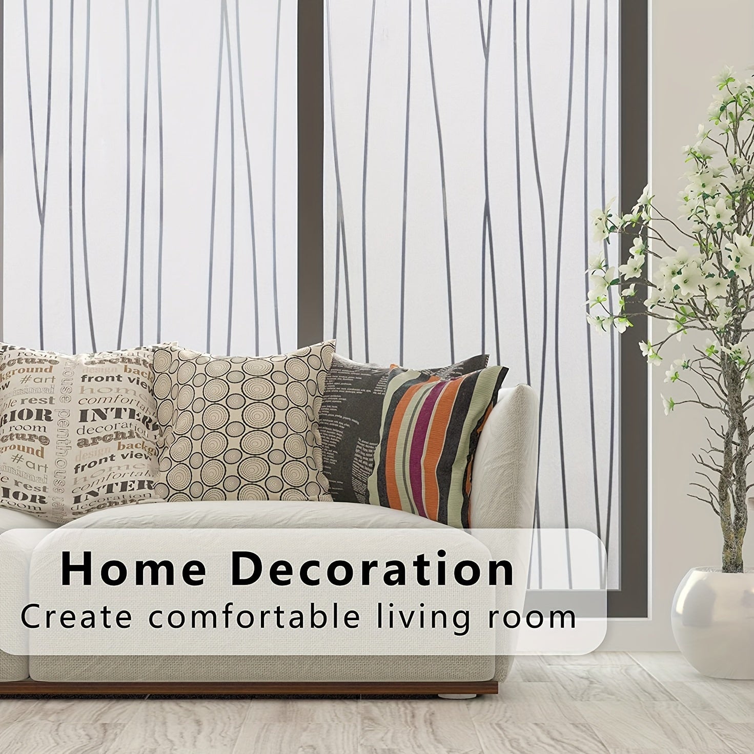 Retro Frosted Geometric Privacy Glass Film for Doors Insulates Heat Blocks Sun