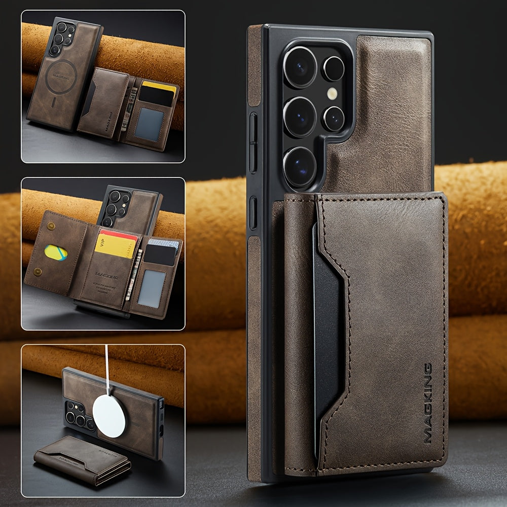 Magnetic RFID Wallet Case for Samsung Phones with Card Slots Shockproof and Wireless Charging Compatibility