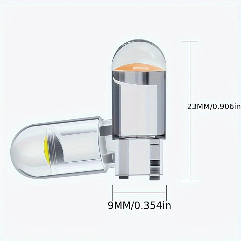 Набор белых и ледяных голубых стеклянных ламп T10 для внутреннего освещения, 360° освещения