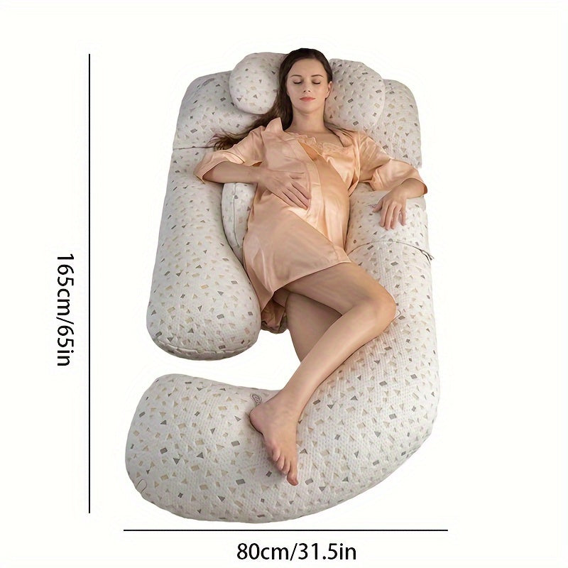 Dark Grey Maternity Pillow with Ultra-Soft Velvet Cover and U-Shaped Full Body Support