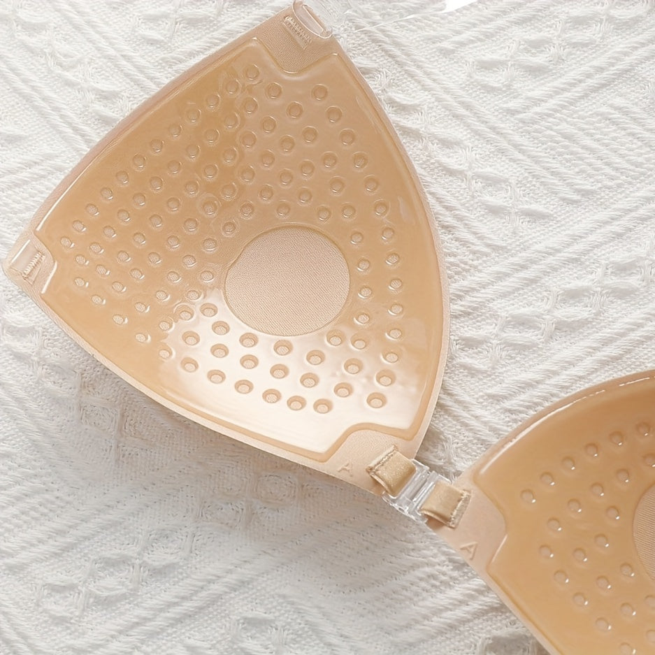 Invisible Push-Up Bra with Front Buckle Silicone Anti-Slip Stickers and Transparent Shoulder Straps