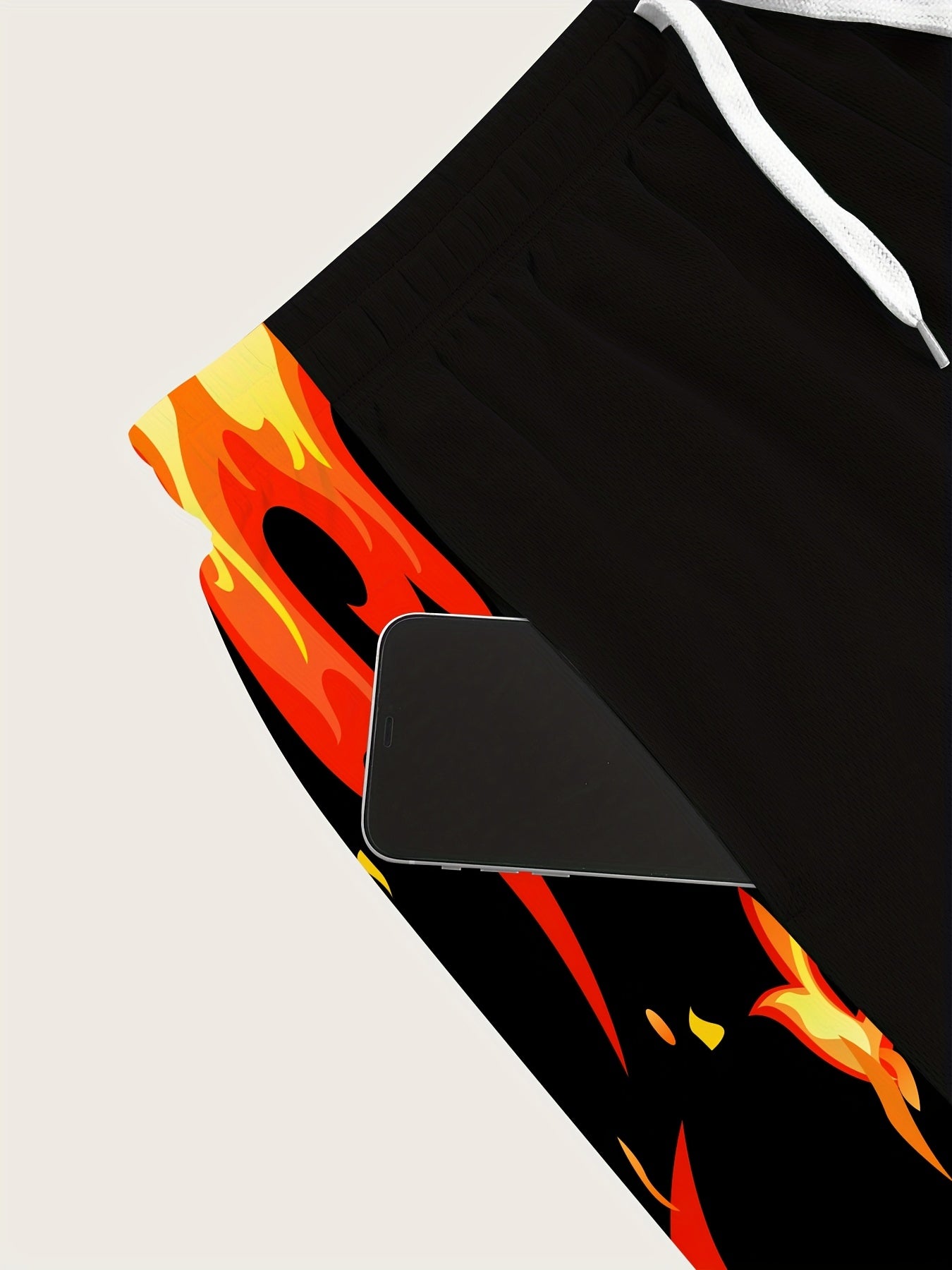 Erkaklar uchun katta o'lchamdagi sport shortlari, sport uslubi, keng kesim, tasodifiy print, tortish ipi, cho'ntaklar, engil 150g/m² poliester to'qima mato bilan.