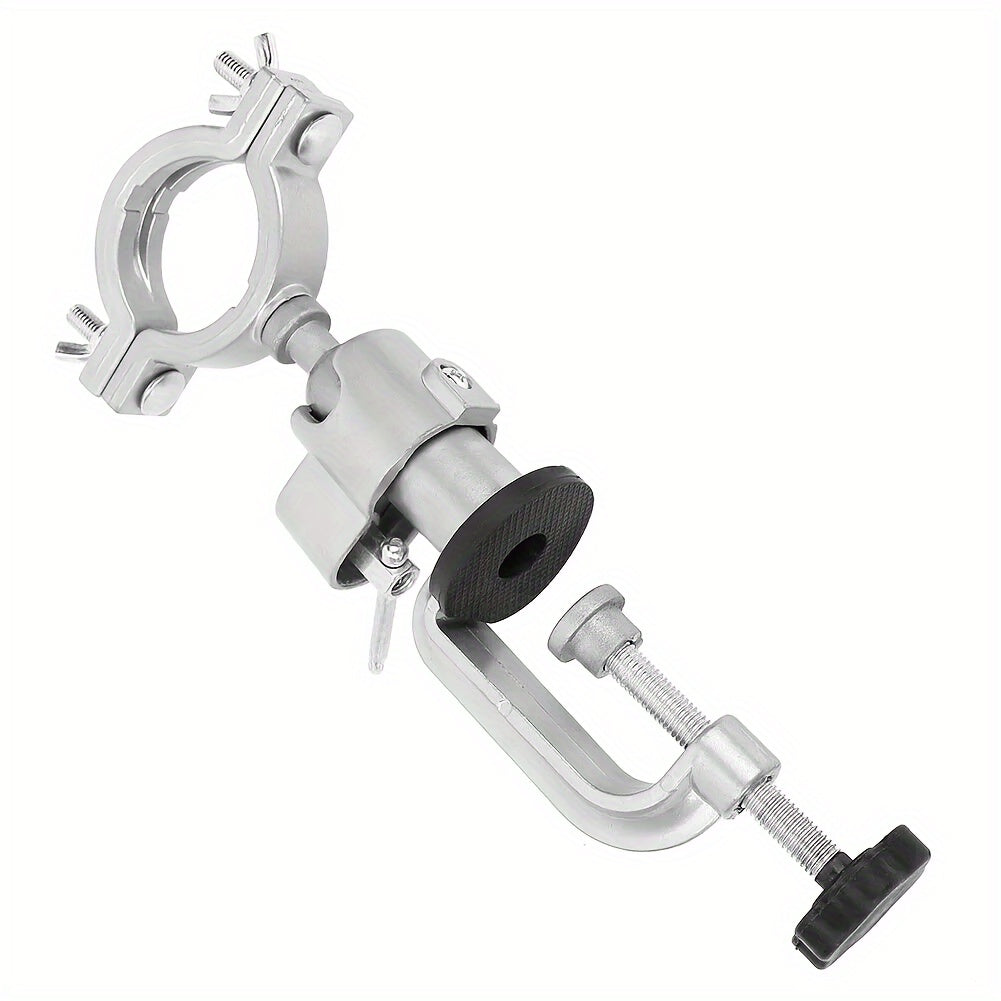 Adjustable Aluminum Electric Drill Stand with Clamp-On Base and Rotary Tool Compatibility