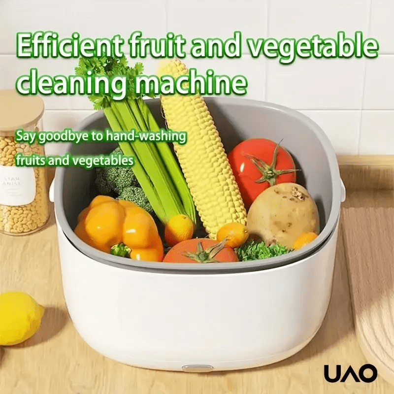 Wireless Fruit Vegetable Wash Basket with Soundwave Technology Portable Cleaner Large Capacity