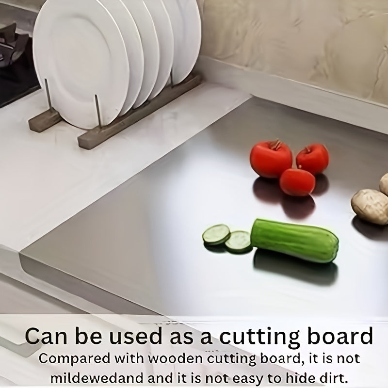 Large Stainless Steel Cutting Board with Lip Food-Safe for Meat Fruit Vegetables
