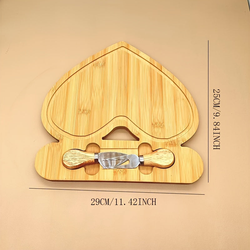 Bamboo Cutting Board and Cheese Cutter Set for Fruits and Dairy Kitchen Accessories