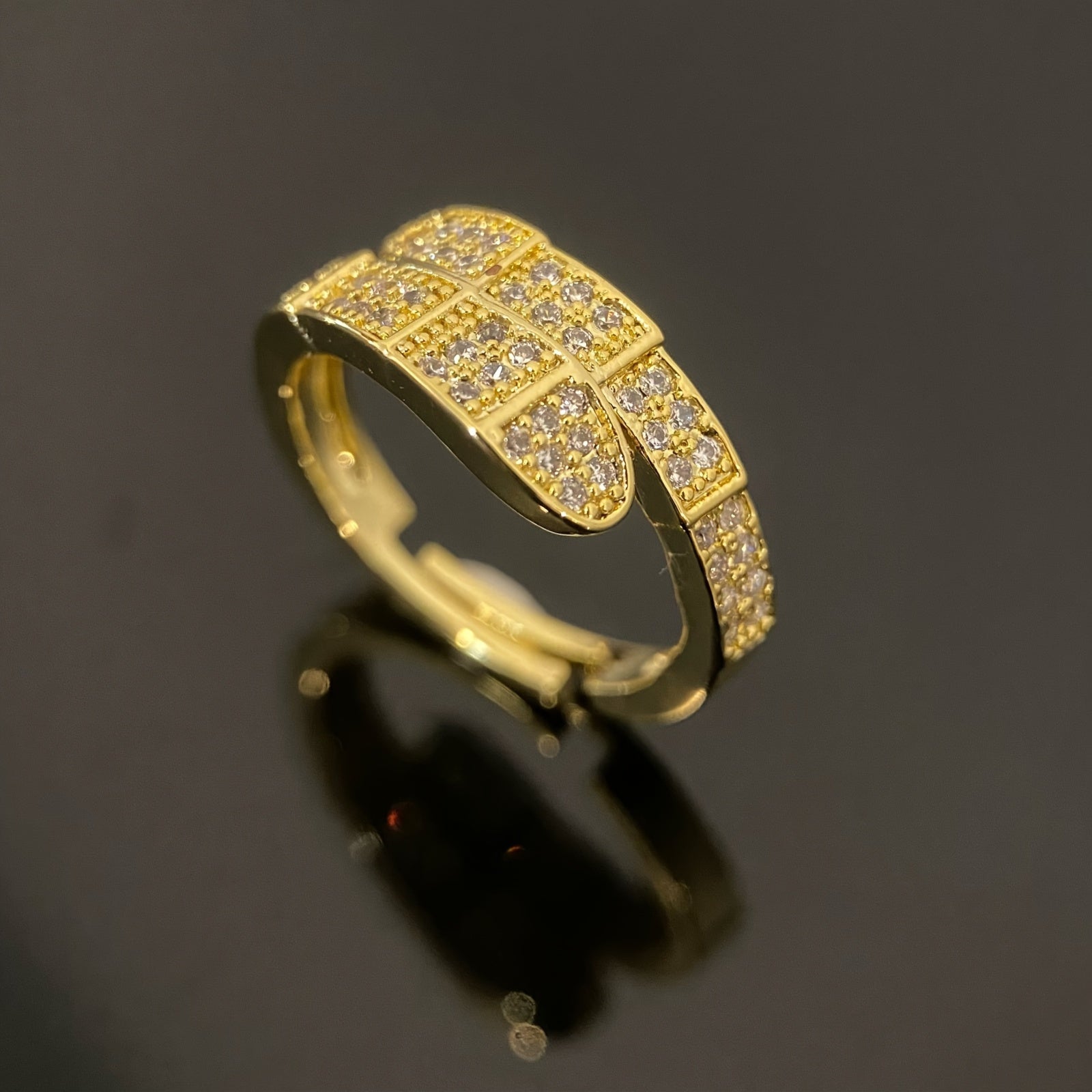 Gold Plated Copper Jewelry Set with Snake Design Necklace and Ring for Women