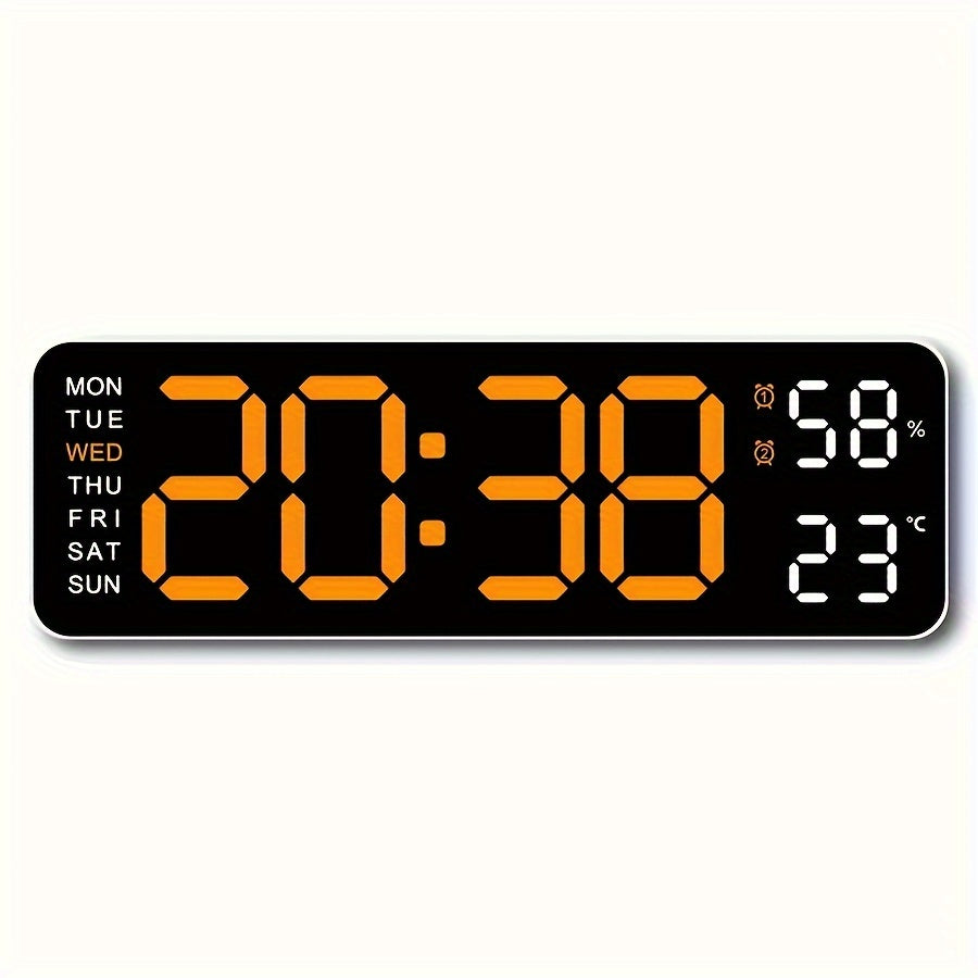 LED Digital Clock with Temperature and Humidity Display Wall or Table Decor Silent Multi-Functional