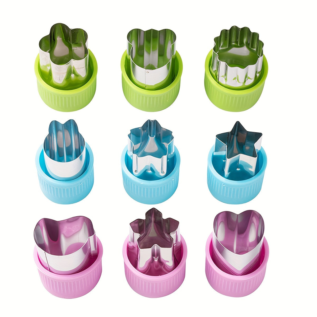 Fruit and Vegetable Cutting Mold Set, Stainless Steel, 3 or 9 Pieces