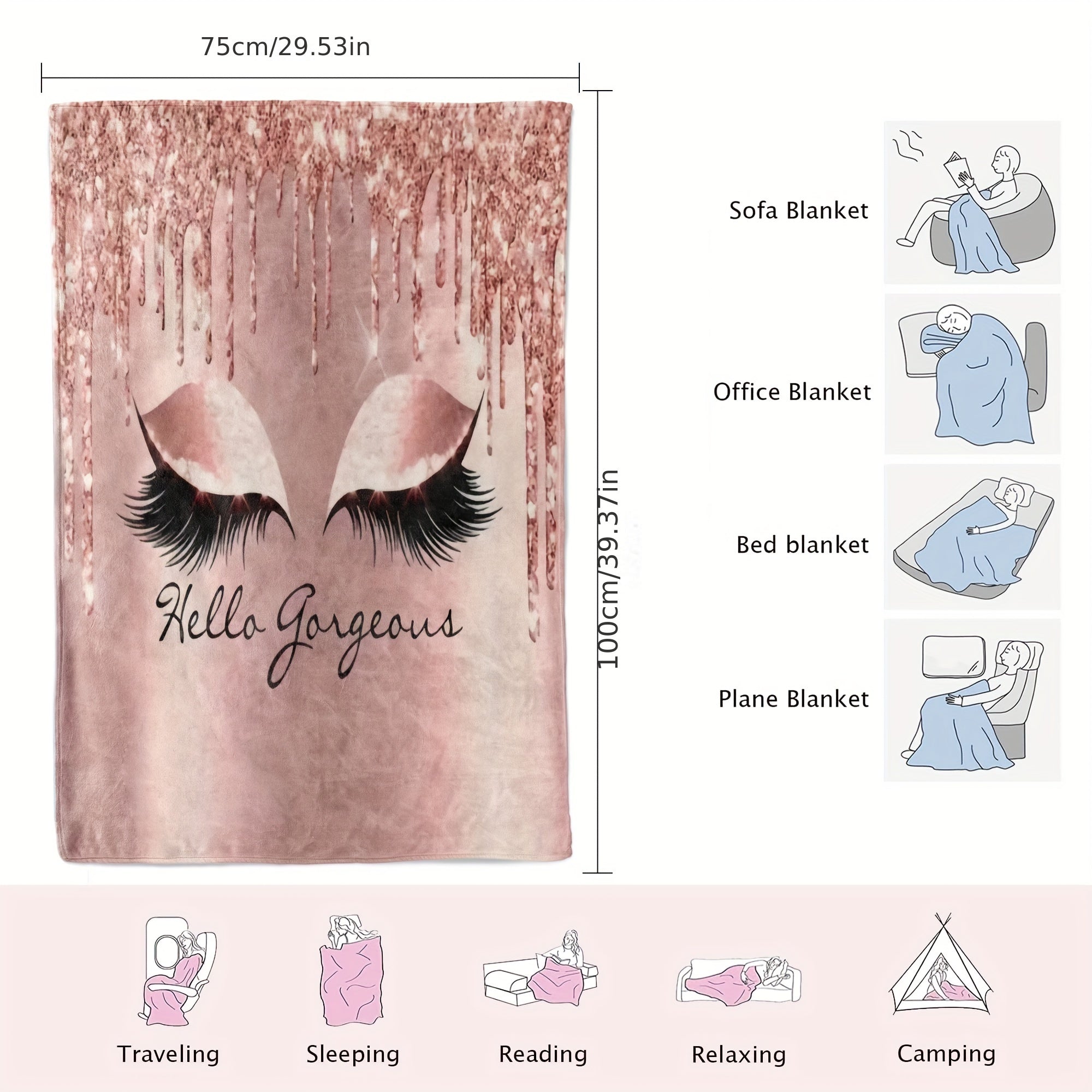 Pink Flannel Blanket Throw for Women Soft Cozy Gift for Girlfriend or Mother